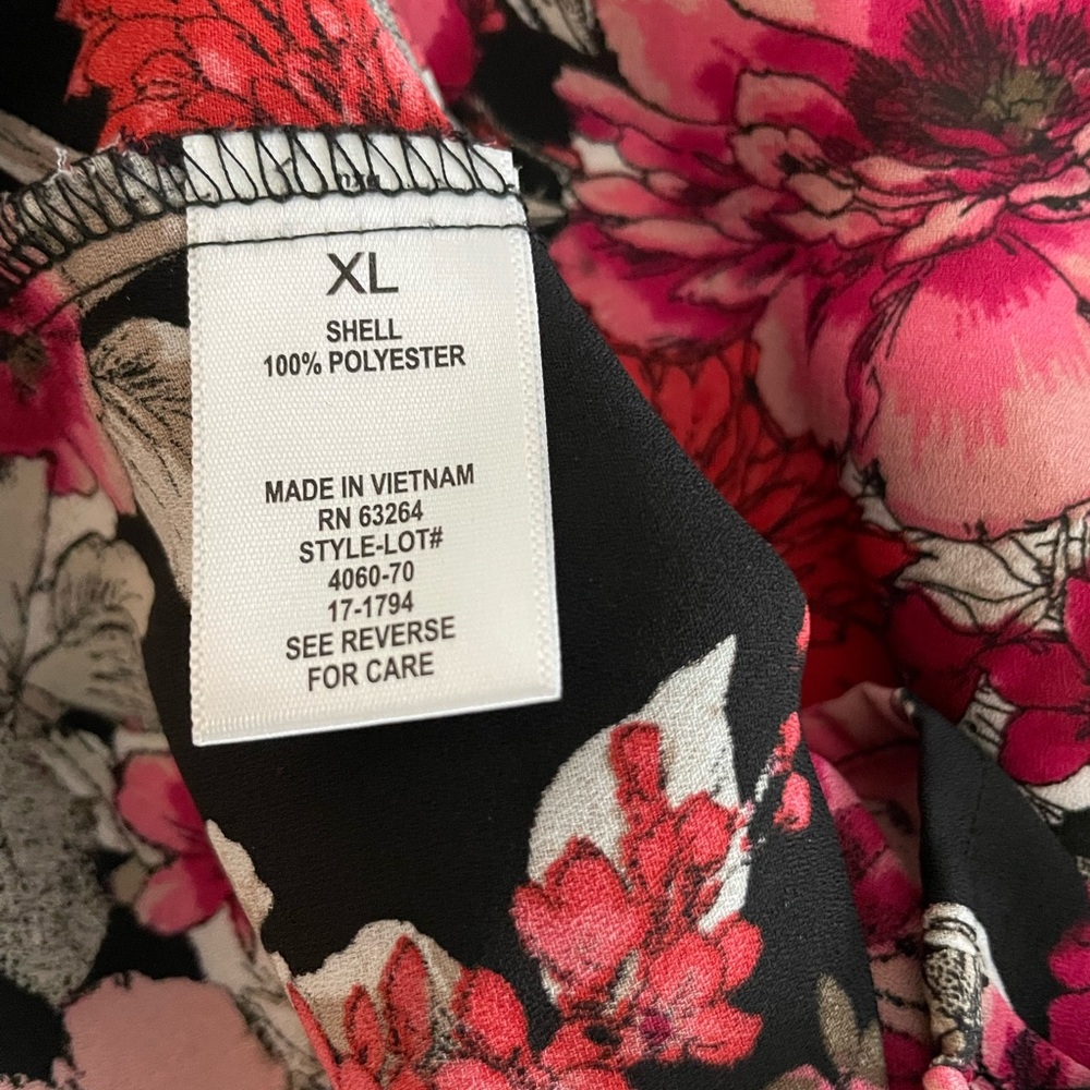 Roz & Ali Vibrant Floral Blouse with Black and Pink - Picture 5 of 5